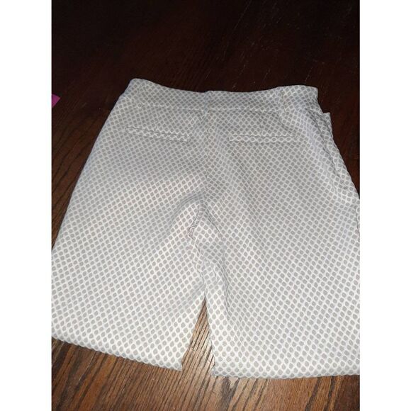 Size 8 C Est 1946 Khaki Tan White Mid Rise Flat Front Dress Casual Pants Stretch - Picture 3 of 3